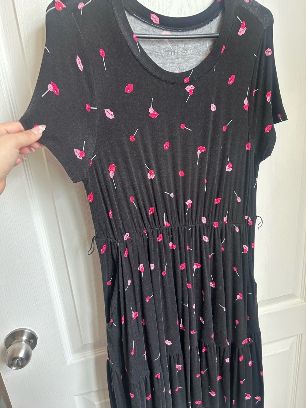 Torrid Black Dress with Pink Lip & Lollipop Print